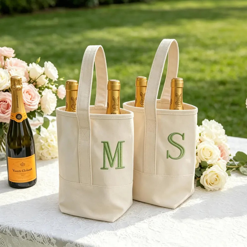 Bachelorette Wine Tote Bag, Custom Embroidered Wine Bottle Bag, Bridal Shower Gift, Personalized ... | Etsy (Global)