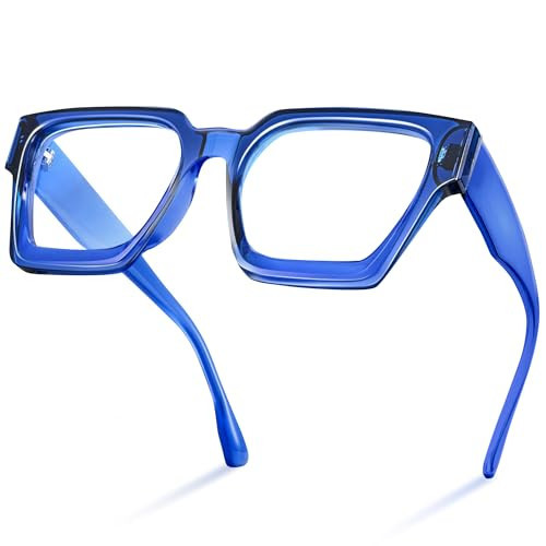 livho Oversized Blue Light Blocking Glasses for Woman and Man - Rectangle Fashion Glasses for Computer, Chic Preppy Frame | Amazon (US)