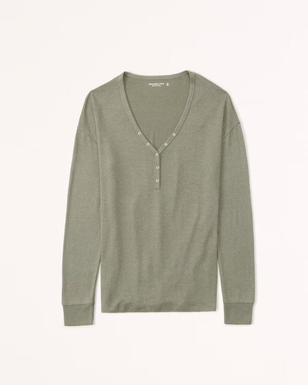 Women's Long-Sleeve Off-The-Shoulder Henley | Women's New Arrivals | Abercrombie.com | Abercrombie & Fitch (US)