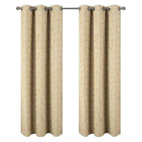 RT Designers Collection Luciana Embroidered Blackout Luxurious Decorative Grommet Curtain Panel 54" x 84" Beige | Amazon (US)