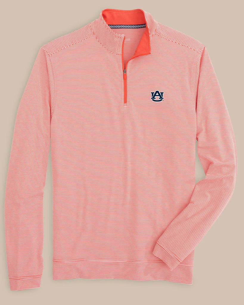 Auburn Tigers Cruiser Micro-Stripe Heather Quarter Zip | Southern Tide