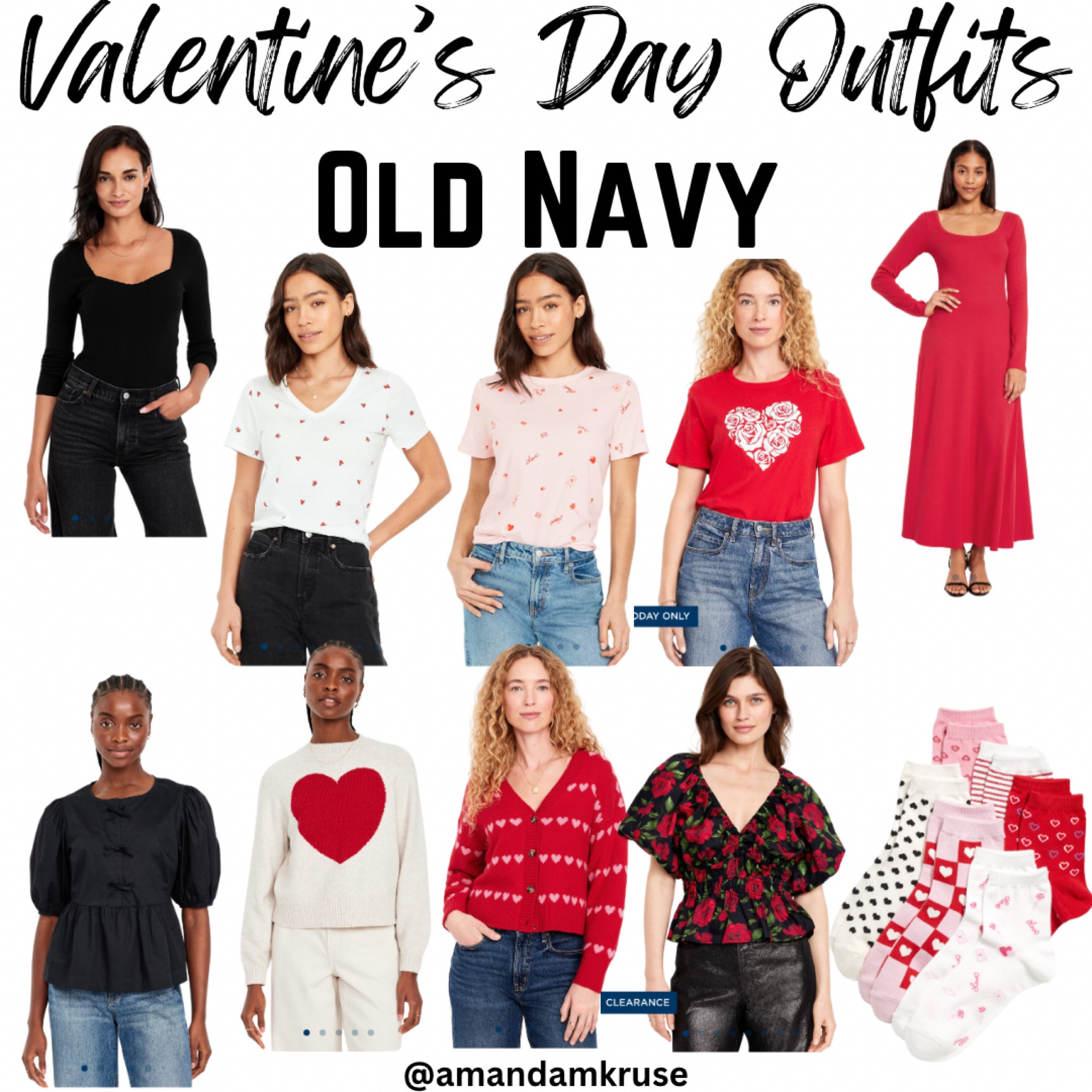 Valentine’s Day outfits from Old Navy

Valentine’s Day sweater, Valentine’s Day dress, Valentine’s Day socks, graphic tee 

#LTKFindsUnder50 #LTKSaleAlert #LTKSeasonal
