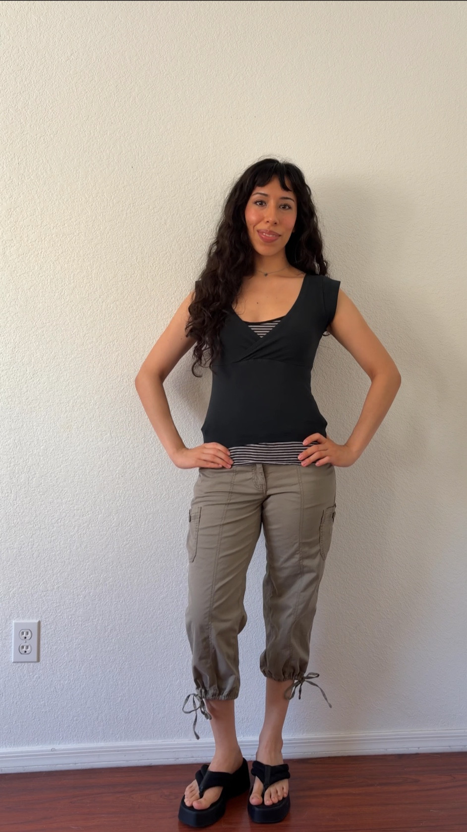 H2O inspired outfits: striped cami is thrifted J Crew
