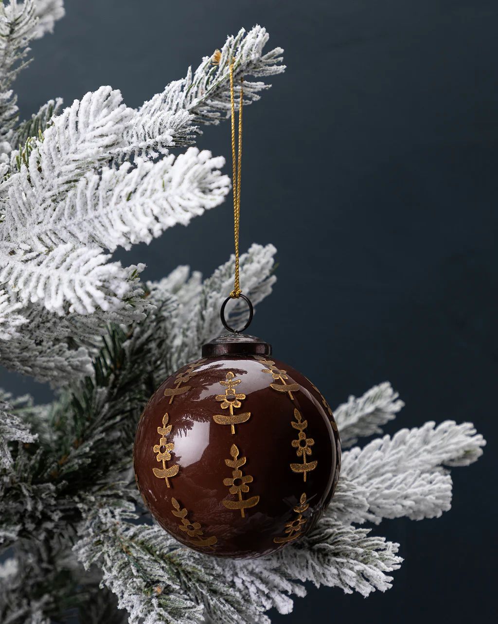 Etched Flower Round Glass Ornament | McGee & Co.