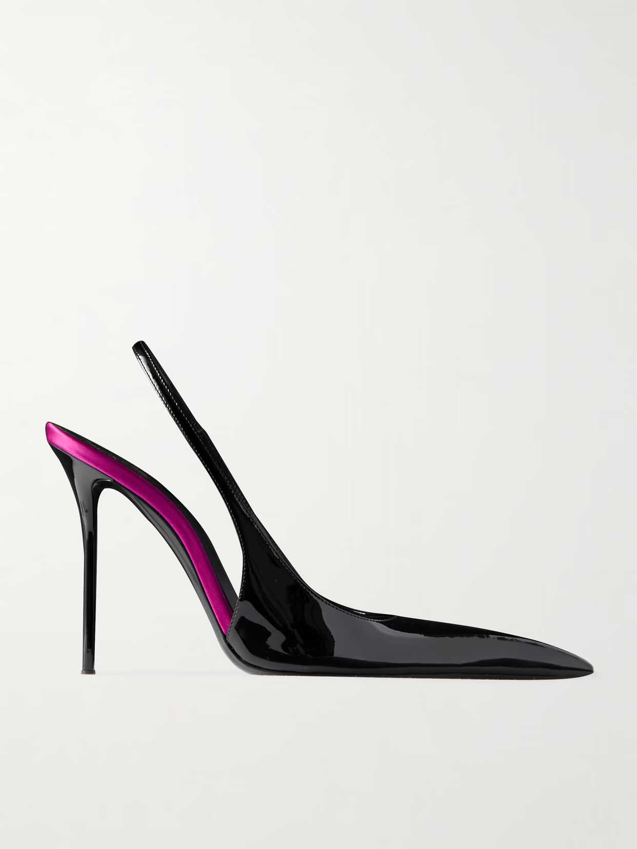 SAINT LAURENT - Amalia Patent-leather Slingback Pumps - Black | NET-A-PORTER (UK & EU)