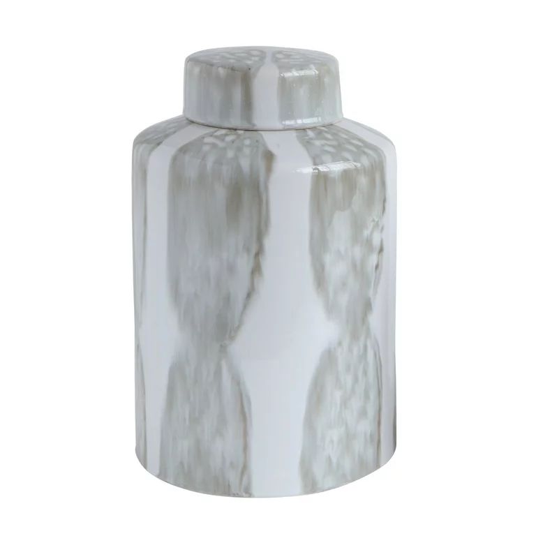 Bloomingville Large Grey & White Decorative Stoneware Ginger Jar with Lid - Walmart.com | Walmart (US)