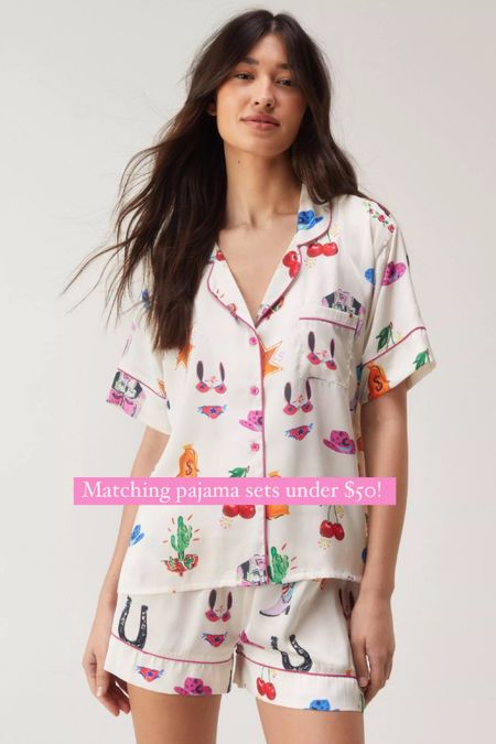 This pajama set is so cute!! Matching pajama sets on sale under $50 🤍 loungewear, work from home matching sets, cute pajamas for women 

#LTKsalealert #LTKfindsunder50