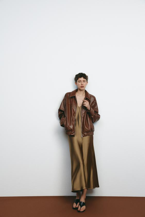 SATIN EFFECT MIDI DRESS | Zara US