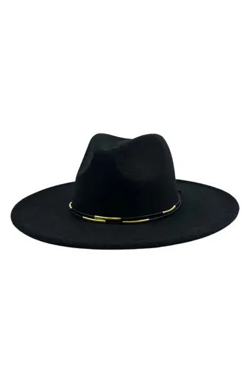 MARCUS ADLER Metal Trim Felt Fedora in Black at Nordstrom Rack | Nordstrom Rack