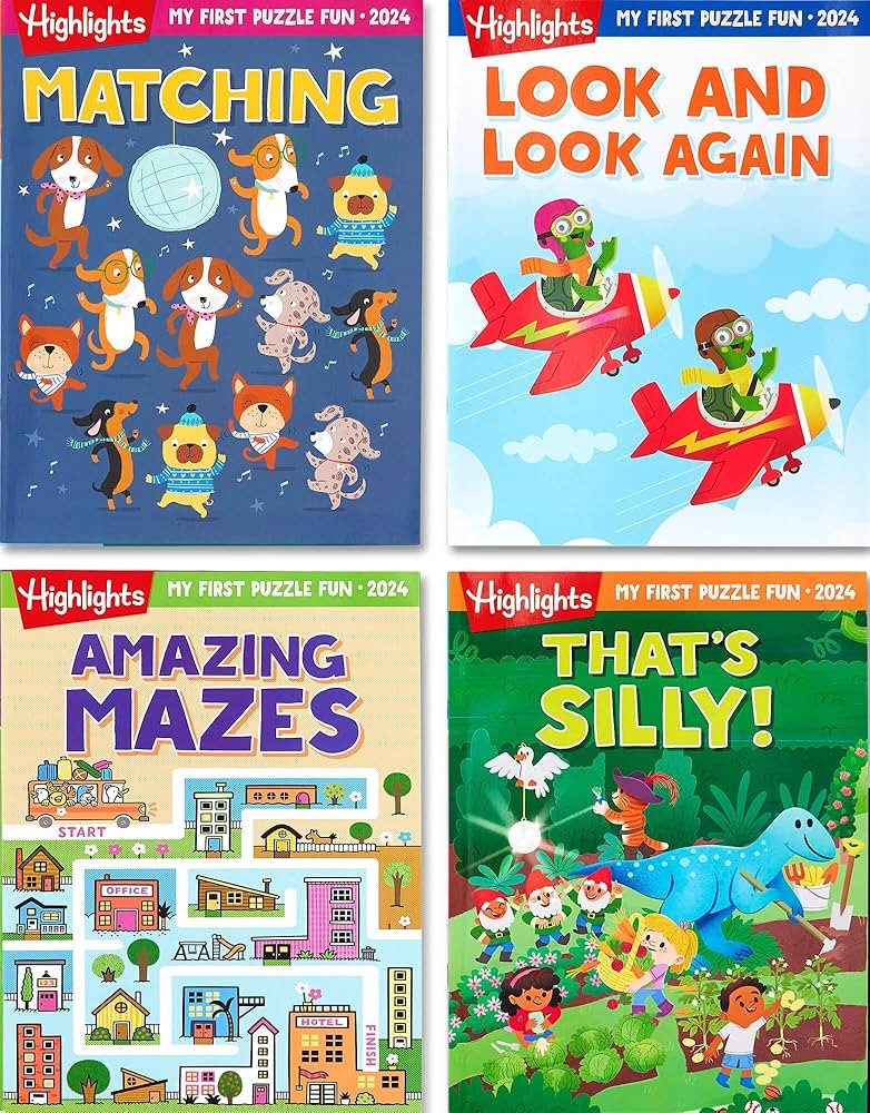 Highlights My First Puzzle Fun 2024 Puzzle Books for Kids Ages 3-6, 4-Book Set of Matching, Mazes... | Amazon (US)