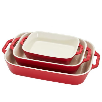 Staub Ceramic 3-pc Rectangular Baking Dish Set - Cherry | Target