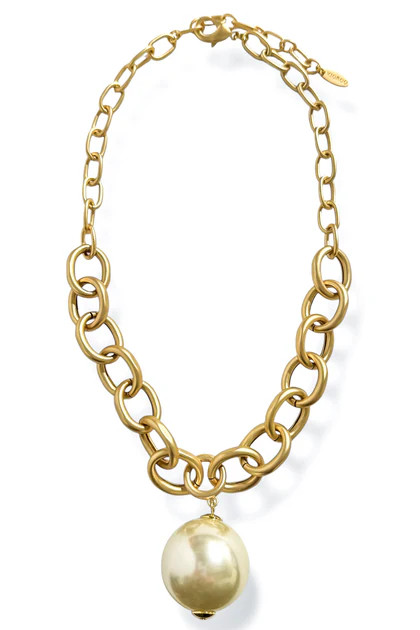 Pearl Drop Oval Chain Necklace | The Willow Tree