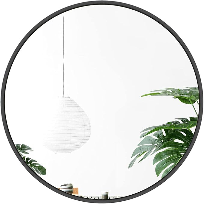 Round Wall Mirror,48" Large Black Wall Mounted Circle Mirror for Washroom,Entryways,Living Rooms,... | Amazon (US)