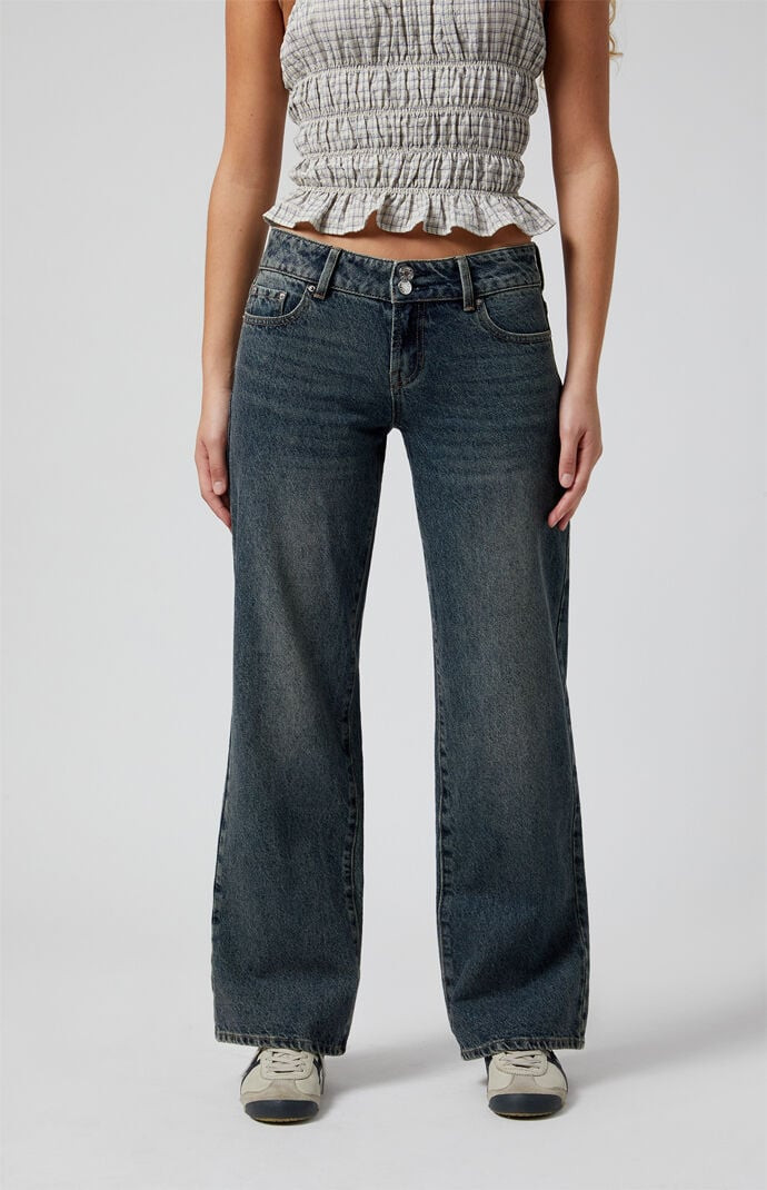Women's Dark Indigo Low Rise Girlfriend Jeans - Size 29 | PacSun