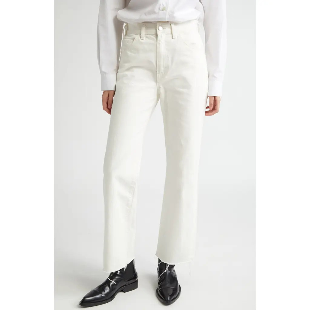 Nili Lotan Calla Straight Leg Jeans in Cream at Nordstrom, Size 25 | Nordstrom