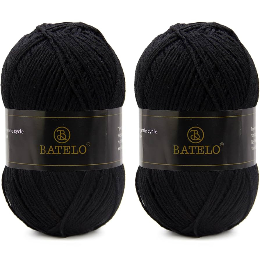 Crochet Yarn Black Amigurumi Yarn 560 Yards, 2 Pack Acrylic Yarn of 150g/5.3oz, 3 Light Worsted Y... | Amazon (US)