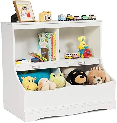 Costzon 4-Cubby Kids Bookcase with Footboard, Multi-Bin Children's Storage Organizer Cabinet Shel... | Amazon (US)