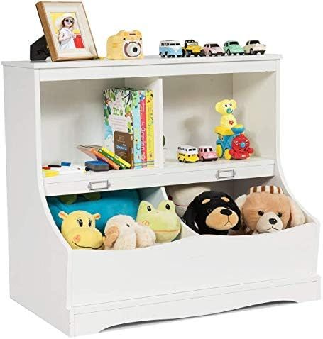Costzon 4-Cubby Kids Bookcase with Footboard, Multi-Bin Children's Storage Organizer Cabinet Shel... | Amazon (US)