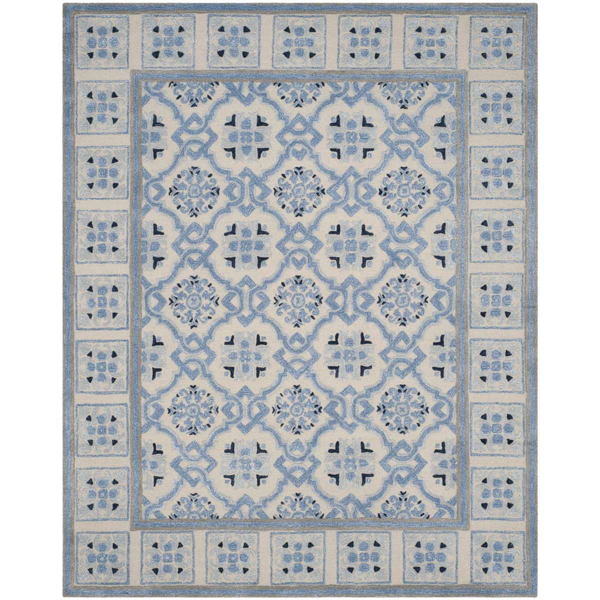 Cruz Hand Tufted Wool/Viscose Oriental Rug in Ivory Blue | Wayfair North America