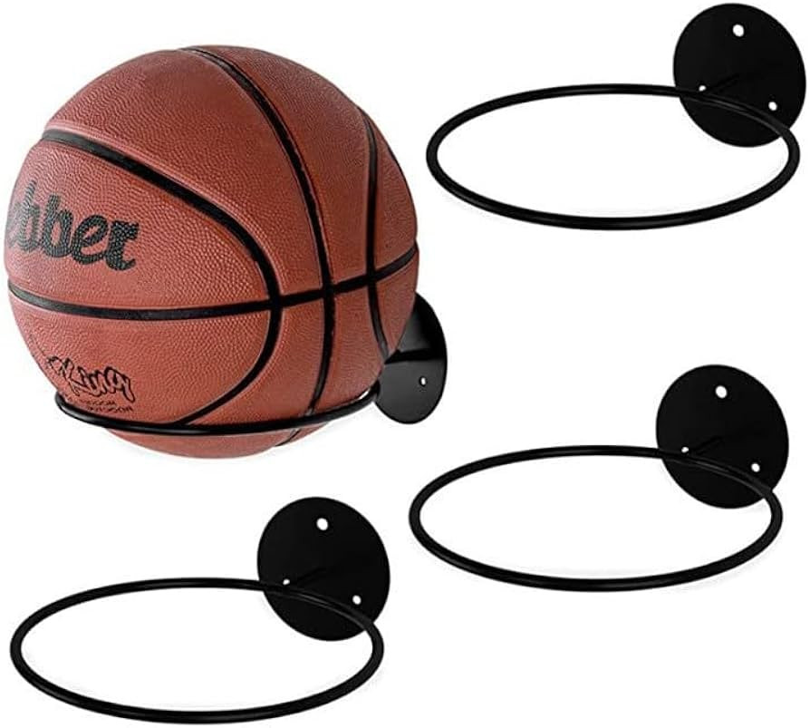 Basketball Wall Mount Display Holder, Set of 3, Black Metal, 9.25 x 7.25 inches | Amazon (US)