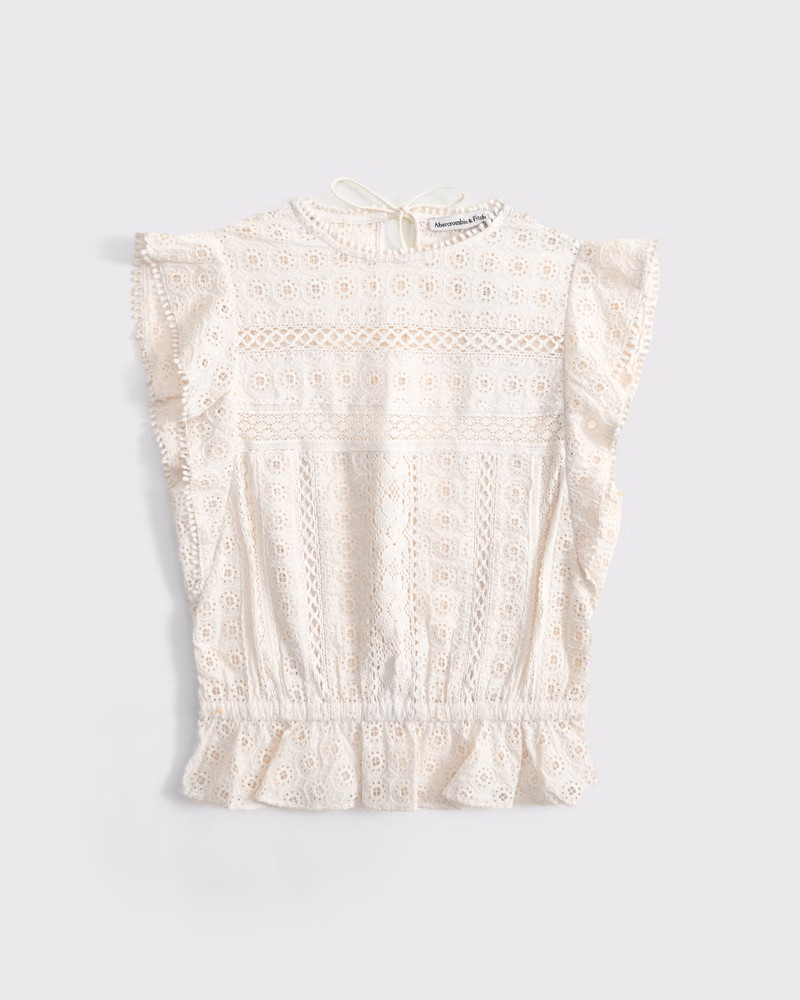 Women's Angel Sleeve Lace Top | Women's Tops | Abercrombie.com | Abercrombie & Fitch (US)