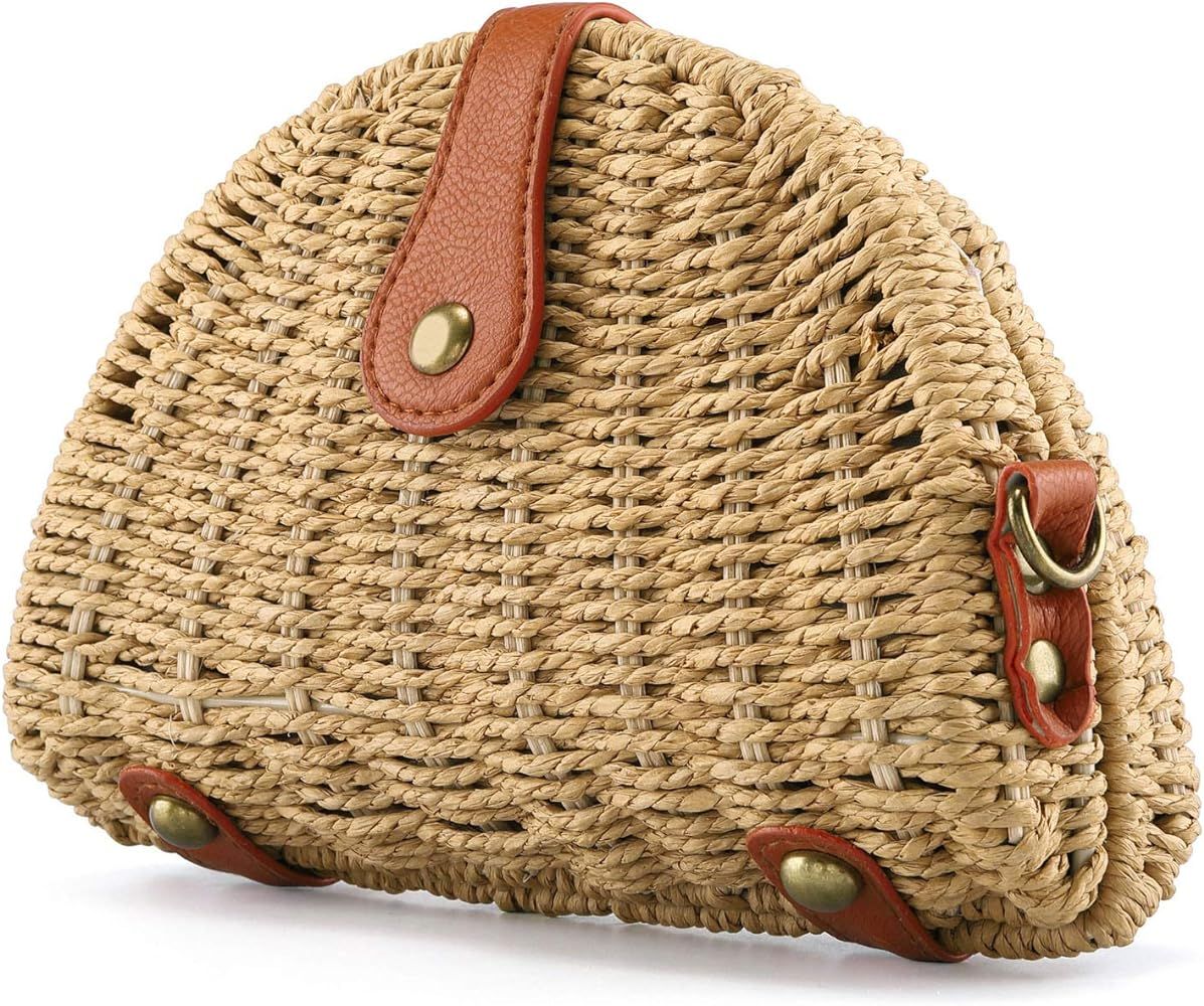 Ayliss Women Straw Crossbody Handbag Clutch Purse Straw Shoulder Handbag Bohemian Summer Beach Wo... | Amazon (US)