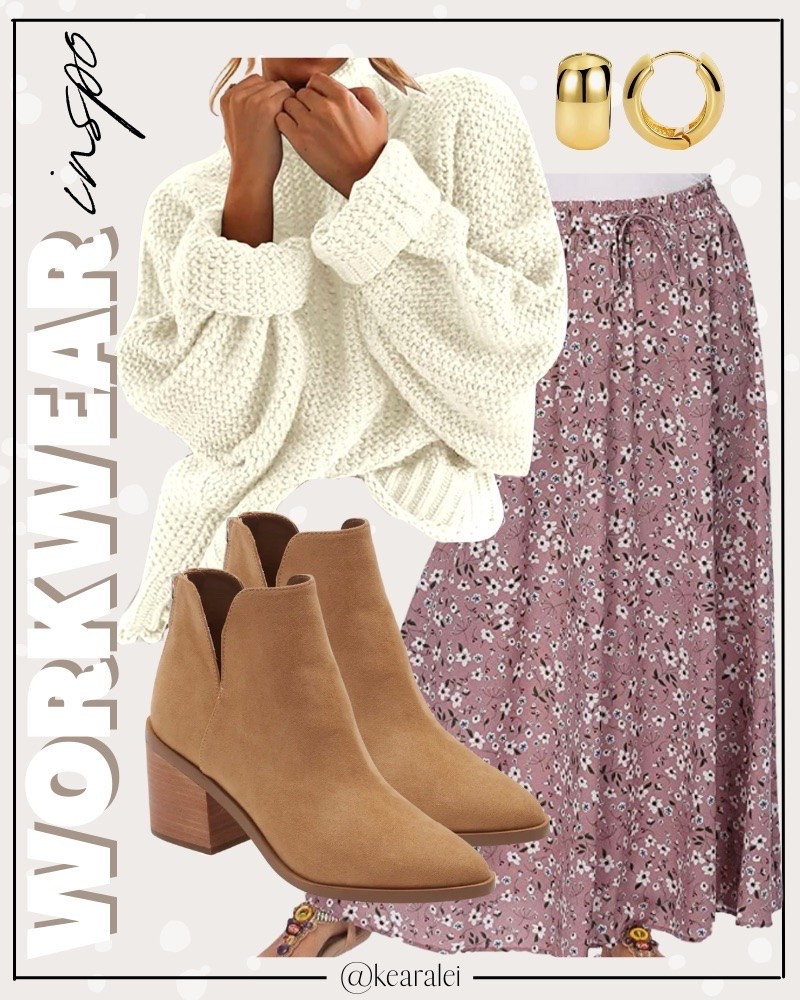 Teacher outfits back to school fall outfit work outfit workwear business casual Amazon fashion chunky ivory cream tan sweater with floral maxi skirt long midi skirt with brown suede booties and gold jewelry || teacher outfit teaching back to school looks  business casual outfits #teacher #work #workwear #business #Casual #amazon #target #school #teaching #outfit #outfits
.
.
.
Amazon fashion, teacher outfits, business casual, casual outfits, neutrals, street style, Midi skirt, Maxi Dress, Swimsuit, Bikini, Travel, skinny Jeans, Puffer Jackets, Concert Outfits, Cocktail Dresses, Sweater dress, Sweaters, cardigans Fleece Pullovers, hoodies, button-downs, Oversized Sweatshirts, Jeans, High Waisted Leggings, dresses, joggers, fall Fashion, winter fashion, leather jacket, Sherpa jackets, Deals, shacket, Plaid Shirt Jackets, lounge set, Date Night Outfits, Vacation outfits, Mom jeans, shorts, sunglasses,  Romper, jumpsuit, Airport outfits, biker shorts, Weekender bag, plus size fashion, Stanley cup tumbler, Work blazers, Work Wear, workwear

boots booties tall over the knee, ankle boots, Chelsea boots, combat boots, pointed toe, chunky sole, heel, high heels, sneakers, slip on shoes, Nike, adidas, vans, dr. marten’s, ugg slippers, golden goose, sandals, high heels, loafers, Birkenstock Birkenstocks, Steve Madden, Target, Abercrombie and fitch, Amazon, Shein, Nordstrom, H&M, forever 21, forever21, Walmart, asos, Nordstrom rack, Nike, adidas, Vans, Quay, Tarte, Sephora, lululemon, free people, j crew jcrew factory, old navy

#LTKootd #LTKSeasonal #LTKWorkwear