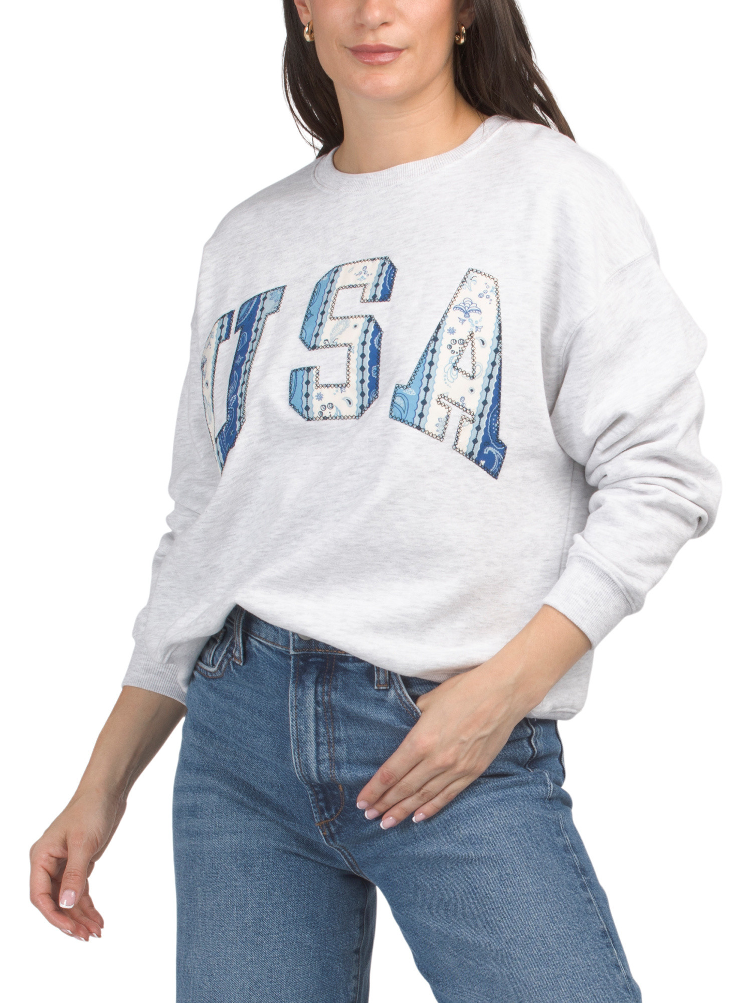 Fleece Usa Graphic Bandana Print Sweatshirt | Long Sleeve Tops | Marshalls | Marshalls