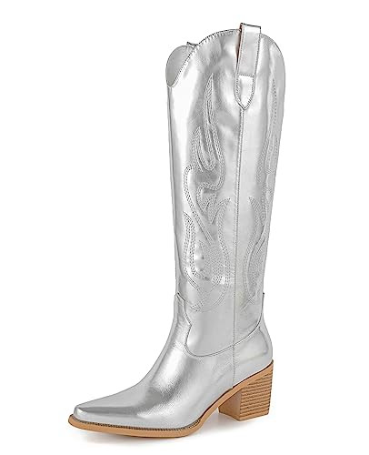 Pasuot Western Cowboy Boots for Women - Knee High Wide Calf Cowgirl Boots with Classic Embroidere... | Amazon (US)