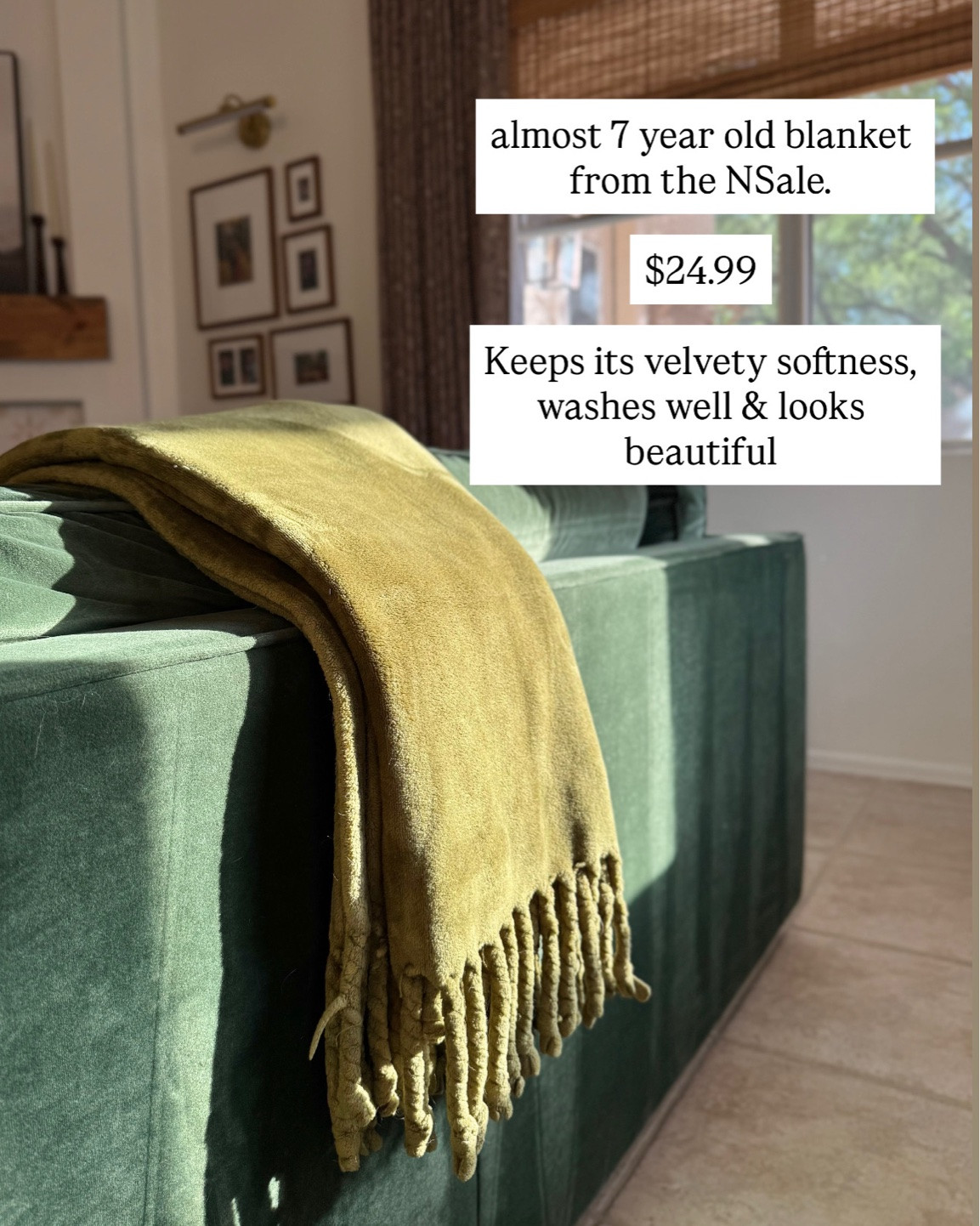 can you believe this blanket is almost 7 years old?! i’ve continuously purchased these blankets throughout the years as gifts because they are that good! they wash well and have maintained their velvet soft feel. this blanket lives on our living room couch because i know i can wash it over and over again!

this color is an older olive color, but there is another pretty green this year! 

sofa color is “essex”

#LTKSeasonal #LTKSaleAlert #LTKHome
