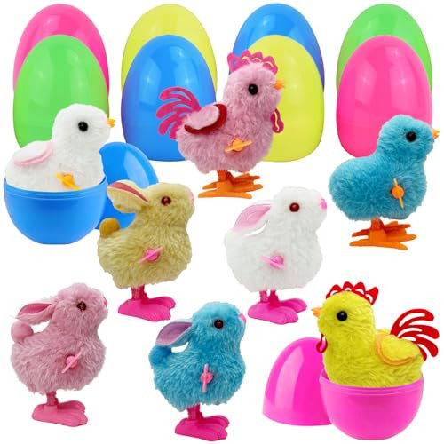 AouEtnay 8 Pcs Prefilled Easter Eggs with Wind-up Jumping Toys, Filled Easter Eggs with Toys Inside for for Kids Egg Hunt, Basket Fillers and Party Favors | Amazon (US)