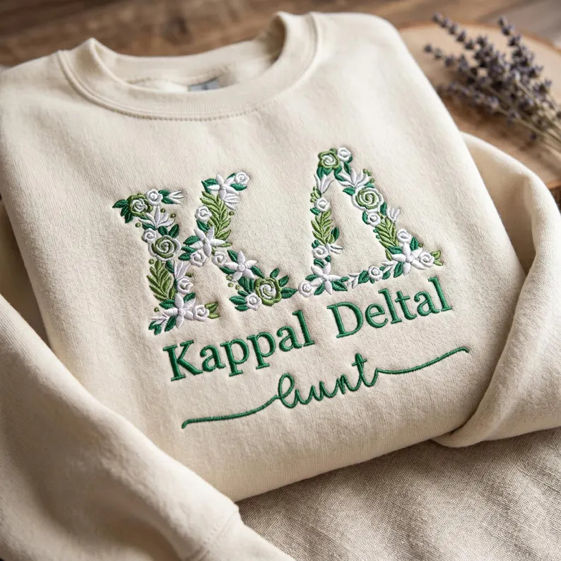 Embroidered Floral Letter Sweatshirt | Custom Sorority Letter Crewneck | Back To School Gift | Etsy (Global)