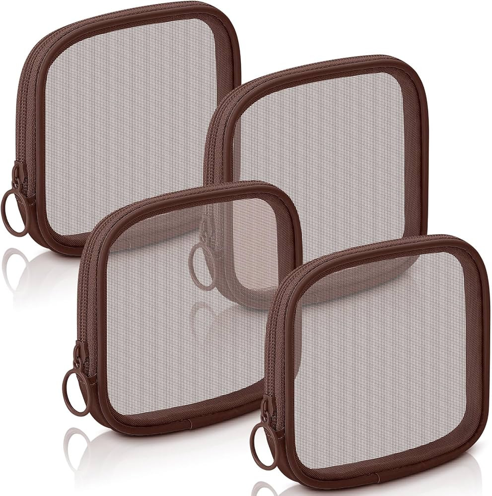 Weewooday 4 Pcs Mesh Pouch Small, Brown Zipper Bag | Amazon (US)