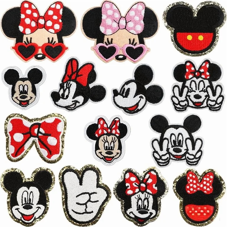 14 Pcs Mickey Iron On Patches, Embroidered Appliqu\u00e9 Patches Iron On/Sew On for Clothing, Hat... | Walmart (US)