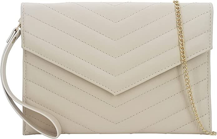 Quilted Women Envelope Clutch Bag Pouch Purse Medium Foldover Evening Handbag | Amazon (US)