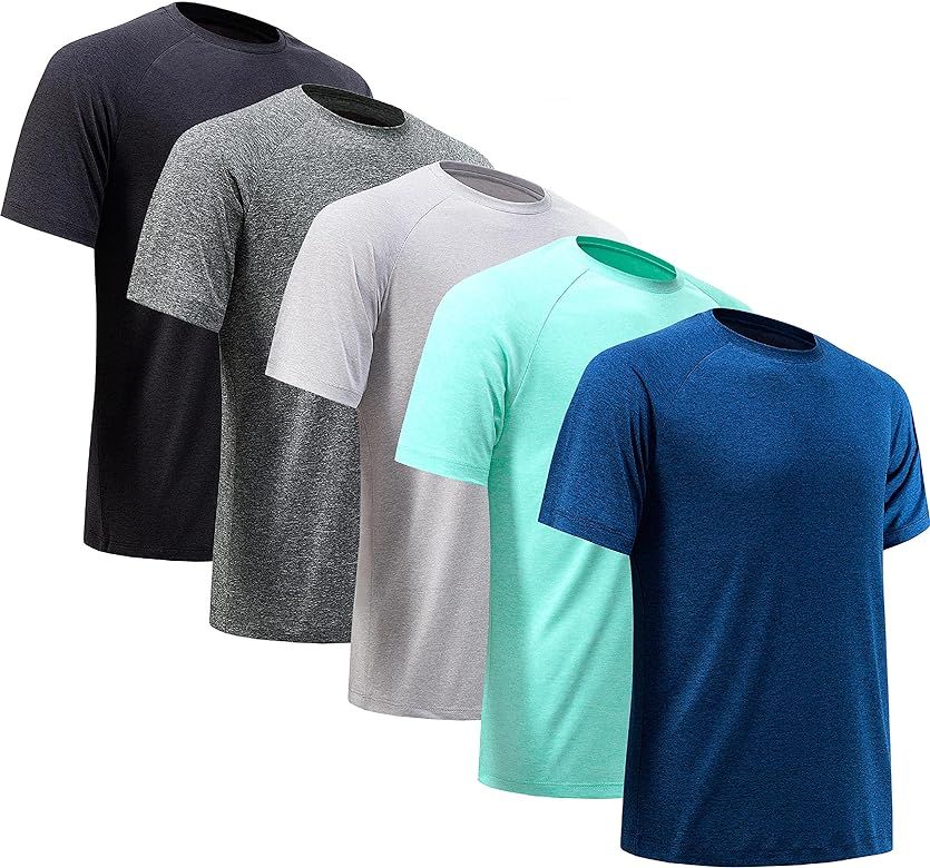 BVNSOZ Men's Workout Shirts Moisture Wicking Athletic Shirts for Men Quick Dry Active Men's Gym T... | Amazon (US)