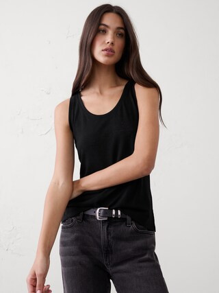 Linen-Blend Scoop-Neck Tank | Banana Republic Factory