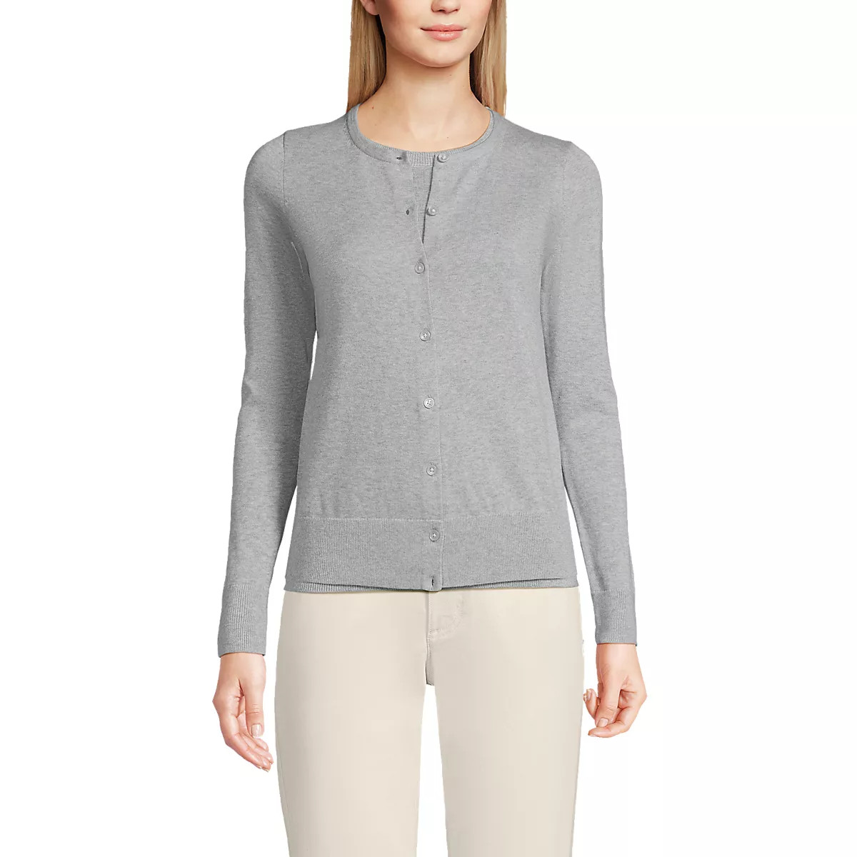 Women's Tall Fine Gauge Cotton Cardigan Sweater | Lands' End (US)