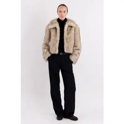 Orolay Cropped Faux Fur Coat in Black at Nordstrom, Size X-Large | Nordstrom