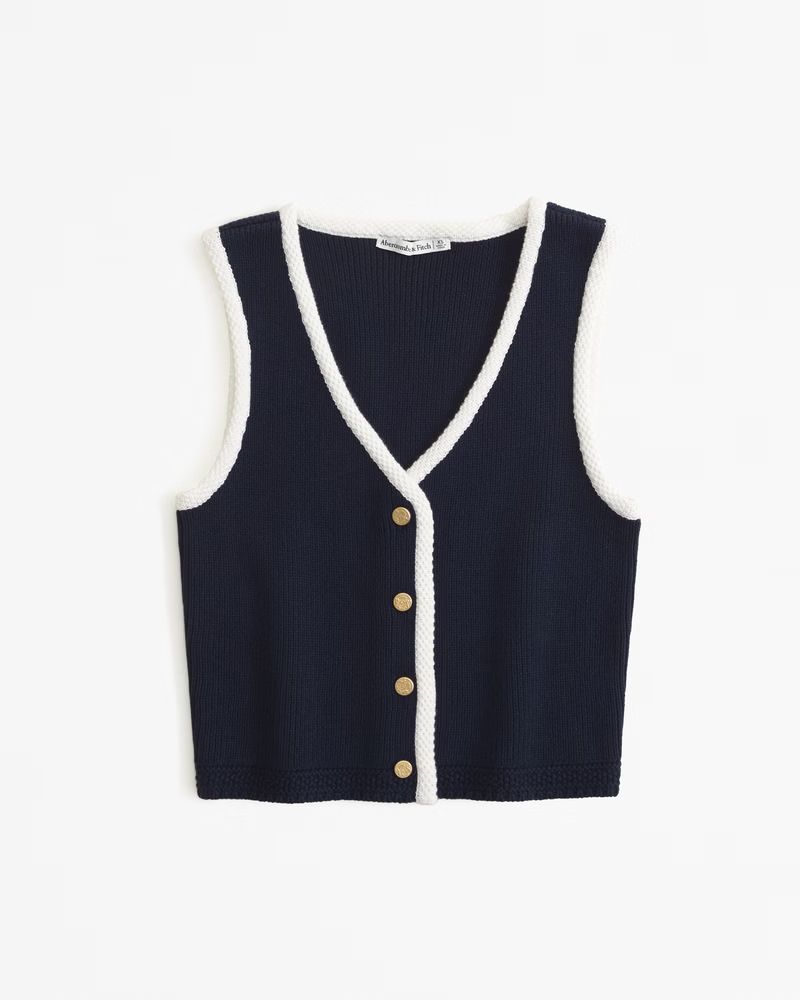 Women's The A&F Mia Button-Up Sweater Vest | Women's Tops | Abercrombie.com | Abercrombie & Fitch (UK)