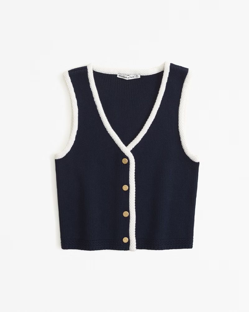 Women's The A&F Mia Button-Up Sweater Vest | Women's Tops | Abercrombie.com | Abercrombie & Fitch (UK)