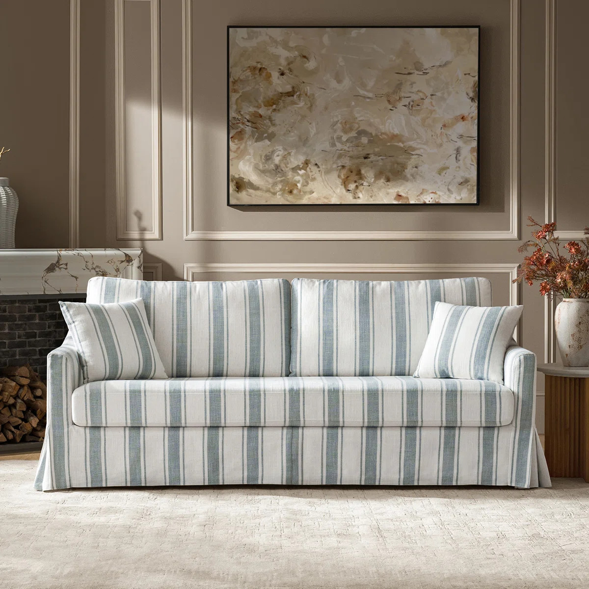 Wimberly 80.5" Farmhouse Upholstered Slipcovered Sofa | Wayfair North America
