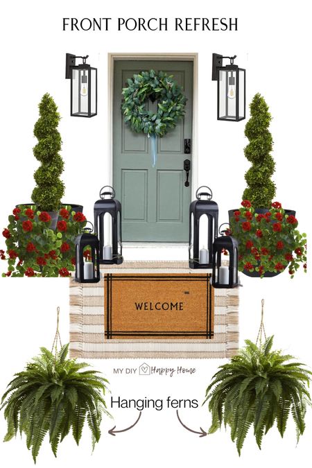 Front porch refresh with realistic looking faux plants from @nearlynatural 

#LTKstyletip #LTKSeasonal #LTKhome