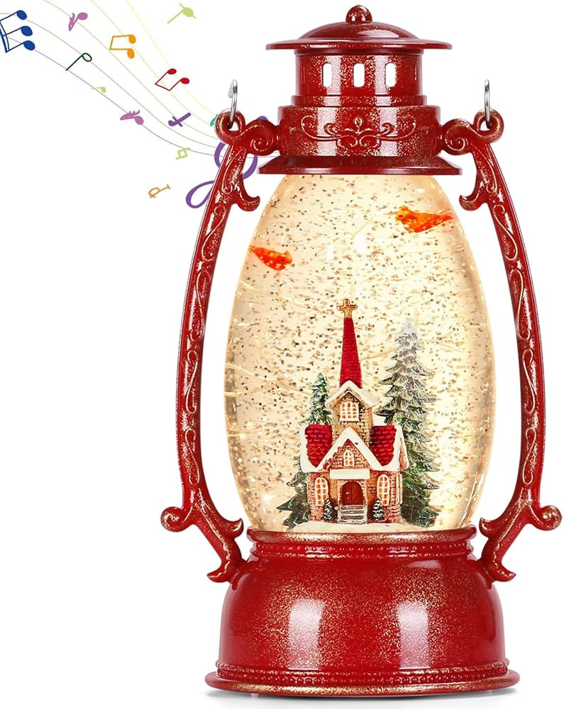 Cardinal Christmas Snow Globes, 6H Timer Lighted Snow Globes with Church & Xmas Tree, Battery Ope... | Amazon (US)