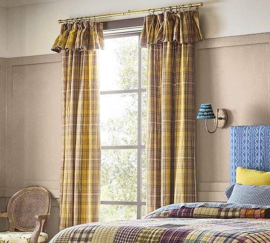 Yellow Plaid Woven Valance Drape | GreenRow