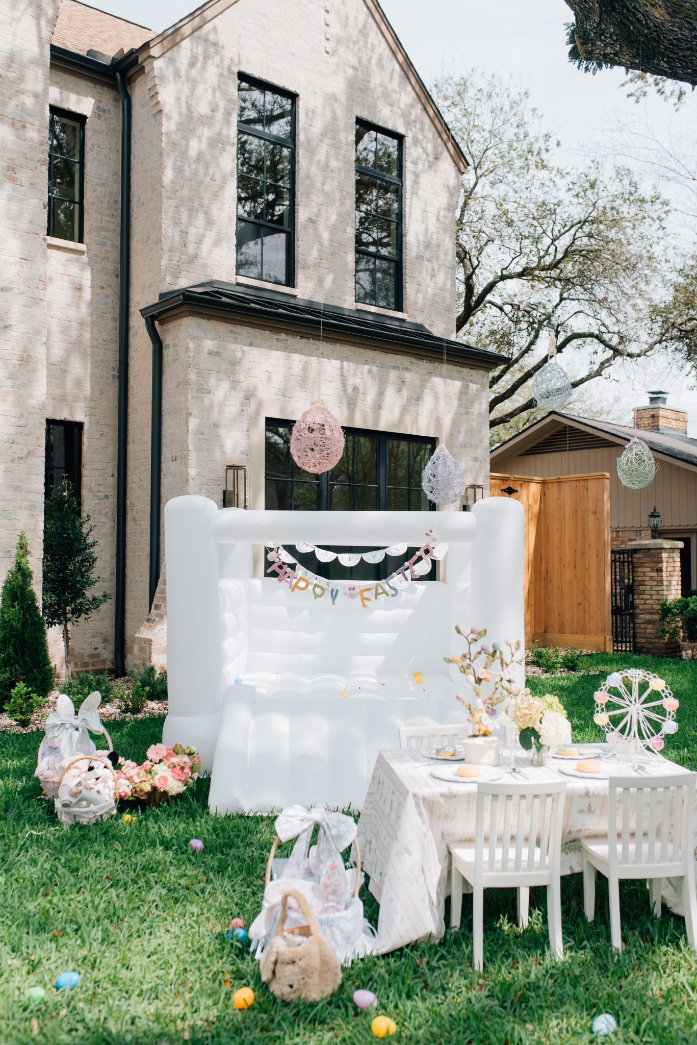 Our Easter party that we set up for our children! So many @potterybarnkids Easter on sale too. We personalized all the liners too 