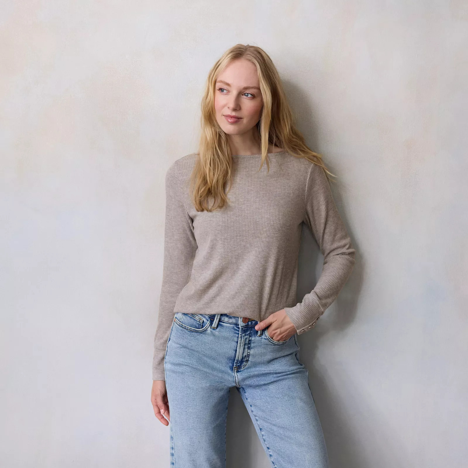 Women's LC Lauren Conrad Long Sleeve Boat Neck Tee | Kohl's