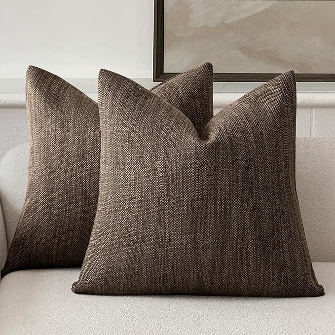 Foindtower Set of 2 Decorative Textured Burlap Linen Throw Pillow Covers Farmhouse Boho Cushion C... | Amazon (US)