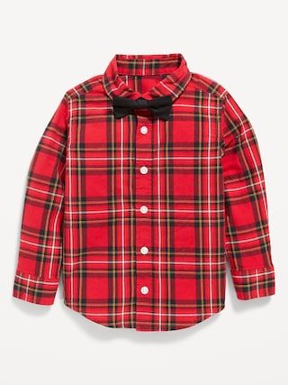 Long-Sleeve Printed Poplin Shirt & Bow-Tie Set for Toddler Boys | Old Navy (US)