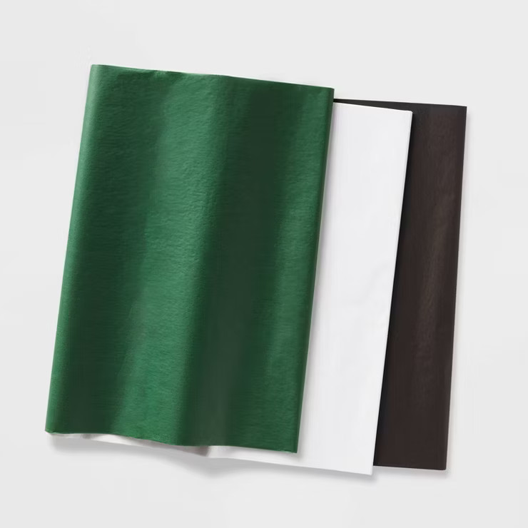 30ct Solid Banded Tissue Paper Green/Black/White - Wondershop™ | Target